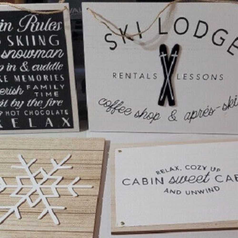 Target Bullseye 2021 Christmas 4 Winter Wood Signs for Cabin, Hot Chocolate Bar